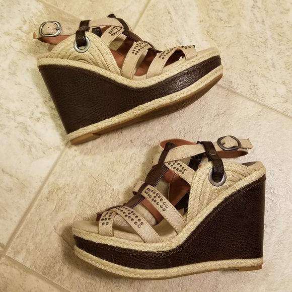 Lucky Brand buckle stud jute canvas wedge sandals - Picture 4 of 7